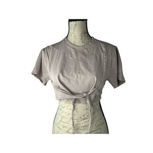 Gymshark Ori Tie Front Crop Top‎ Pink Womens XSmall Short Sleeve Bow Shirt